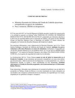 &bull; Minimiza Secretario de Gobierno del Estado de Coahuila