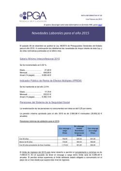 Novedades Laborales para el a&ntilde;o 2015