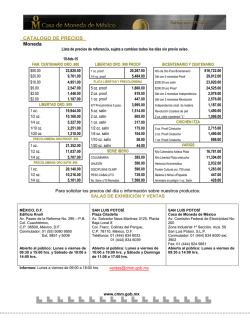 Cat&aacute;logo de productos - Casa de Moneda de M&eacute;xico