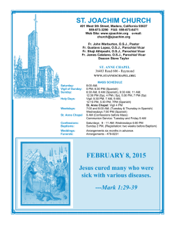FEBRUARY 8, 2015 ST. JOACHIM CHURCH