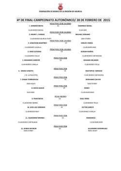 listado de combates 4&ordm; final - Federacion Boxeo region de M&uacute;rcia