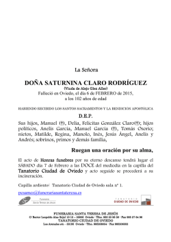 esquela - Funeraria Santa Teresa