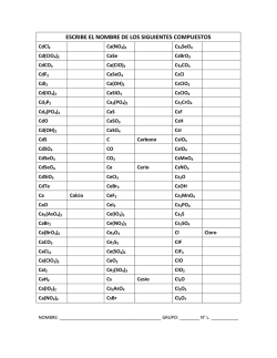 ESCRIBE EL NOMBRE DE LOS SIGUIENTES COMPUESTOS