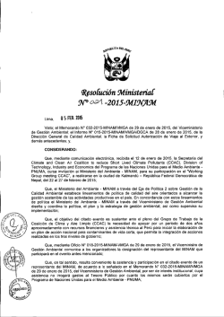Resoluci&oacute;n Ministerial N&deg; 021-2015-MINAM