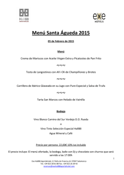 MENU AGUEDAS 2015 - Exe Hall 88 Apartahotel