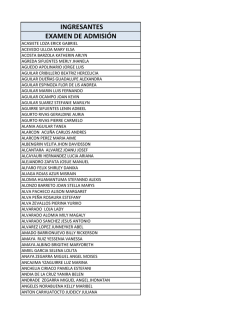 INGRESANTES EXAMEN DE ADMISI&Oacute;N