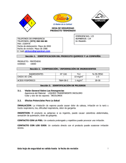 Esta hoja de seguridad es valida hasta la fecha de revisi&oacute;n