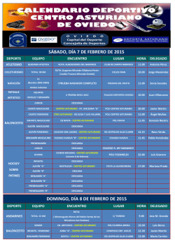 S&Aacute;BADO, D&Iacute;A 7 DE FEBRERO DE 2015 DOMINGO, D&Iacute;A 8 DE