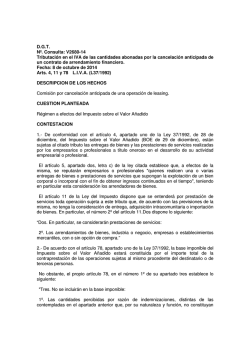 DGT N&ordm;. Consulta: V2680-14 Tributaci&oacute;n en el IVA de las cantidades