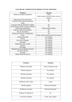 LISTADO DE AL&Eacute;RGENOS DE PRODUCTOS DE