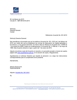 09 de febrero de 2015 Circular N.˚ SBP-DR-0019