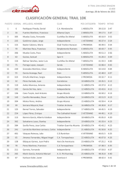 CLASIFICACI&Oacute;N GENERAL TRAIL 10K