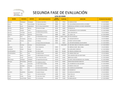 SEGUNDA FASE DE EVALUACI&Oacute;N