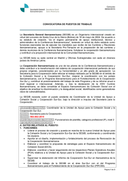 CONVOCATORIA DE PUESTOS DE TRABAJO La