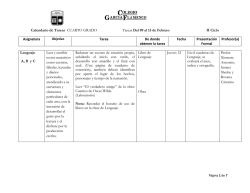Cuarto grado Tareas del 9 al 13 de Febrero de 2015