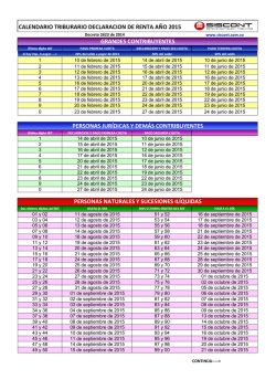 CALENDARIO TRIBURARIO DECLARACION DE RENTA A&Ntilde;O 2015