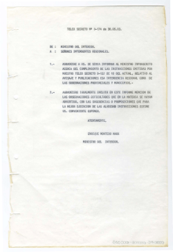 DE : A : MINISTRO DEL INTERIOR. SEiORES INTENDENTES