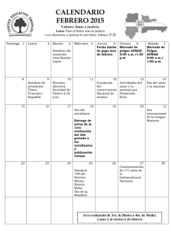 CALENDARIO FEBRERO 2015