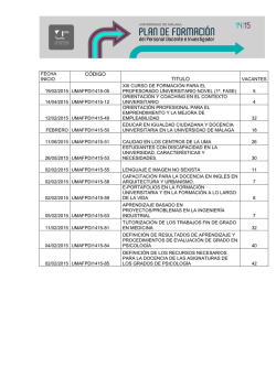 Convocatoria Plan Formacion PDI 2014