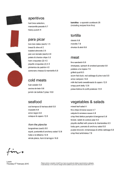A La Carte Menu