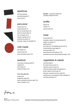 A La Carte Menu
