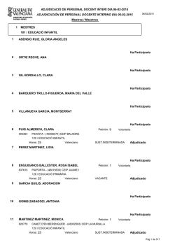 Listado adjudicaci&oacute;n Maestros - Especialidad y n&uacute;mero de orden