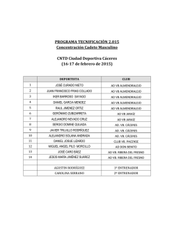 PROGRAMA TECNIFICACI&Oacute;N 2.015 Concentraci&oacute;n Cadete