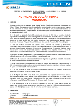 ACTIVIDAD DEL VOLC&Aacute;N UBINAS &ndash; MOQUEGUA
