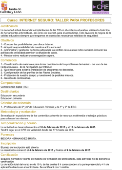 Curso: INTERNET SEGURO: TALLER PARA PROFESORES