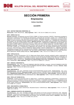 Actos de ALICANTE del BORME n&uacute;m. 26 de 2015