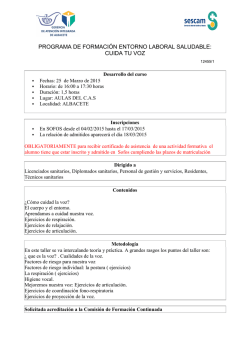 Programa de Formaci&oacute;n Entorno Laboral Saludable: Cuida tu Voz