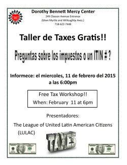 Taller de Taxes Gratis!! - Dorothy Bennett Mercy Center