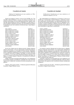 Conselleria de Sanitat Conseller&iacute;a de Sanidad