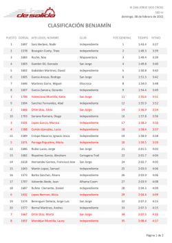 CLASIFICACI&Oacute;N BENJAM&Iacute;N