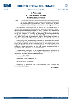 Anuncio 3352 del BOE n&uacute;m. 30 de 2015