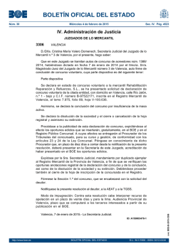 Anuncio 3306 del BOE n&uacute;m. 30 de 2015