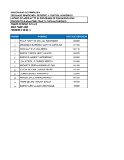 Segundo listado - Universidad de Pamplona