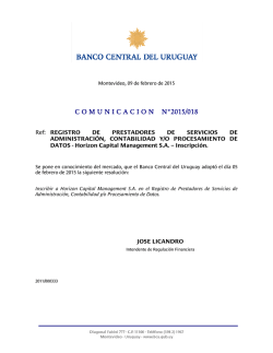 C O M U N I C A C I O N    N&deg;2015/018