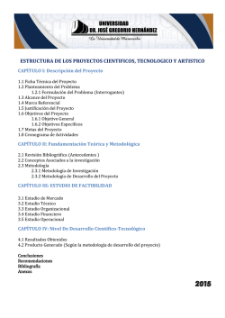estructura de los proyectos cientificos, tecnologico y artistico