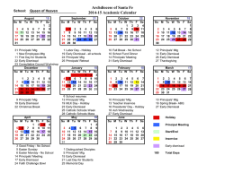 Calendar - Queen of Heaven Catholic School