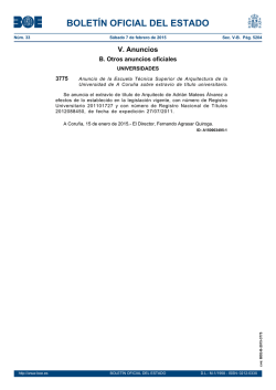Anuncio 3775 del BOE n&uacute;m. 33 de 2015