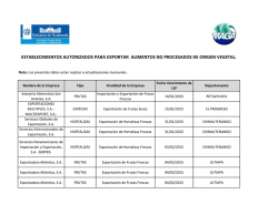 Establecimientos Autorizados para Exportar Alimentos de Origen