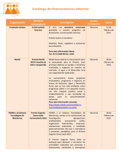 Cat&aacute;logo de Convocatorias abiertas