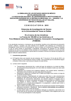 C O N V O C A T O R I A   2015 Estancias de Investigaci&oacute;n