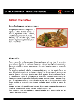 LA PERA LIMONERA - Martes 10 de febrero POCHAS CON CIGALAS