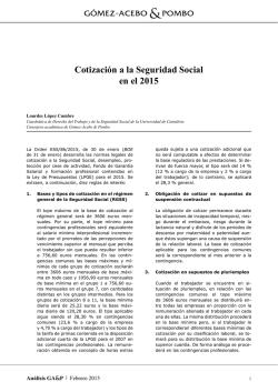 Cotizaci&oacute;n a la Seguridad Social en el 2015 - G&oacute;mez