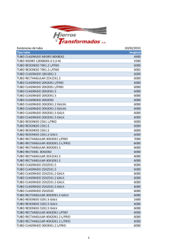 Existencias de tubo 10/02/2015 Tipo tubo longitud TUBO
