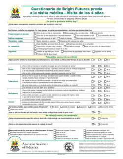 Cuestionario de Bright Futures previo a la visita m&eacute;dica&mdash;Visita de