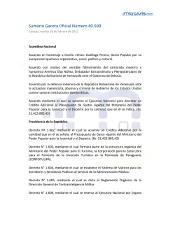 Sumario Gaceta Oficial N&uacute;mero 40.599 - Microjuris