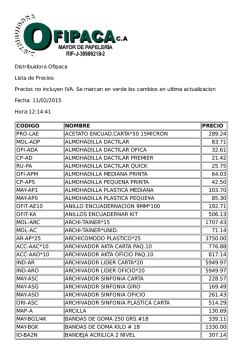 Distribuidora Ofipaca Lista de Precios Precios no incluyen IVA. Se